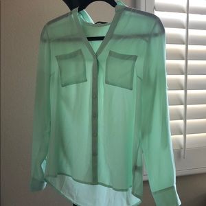 Express Mint Green Sheer Buttonup Shirt